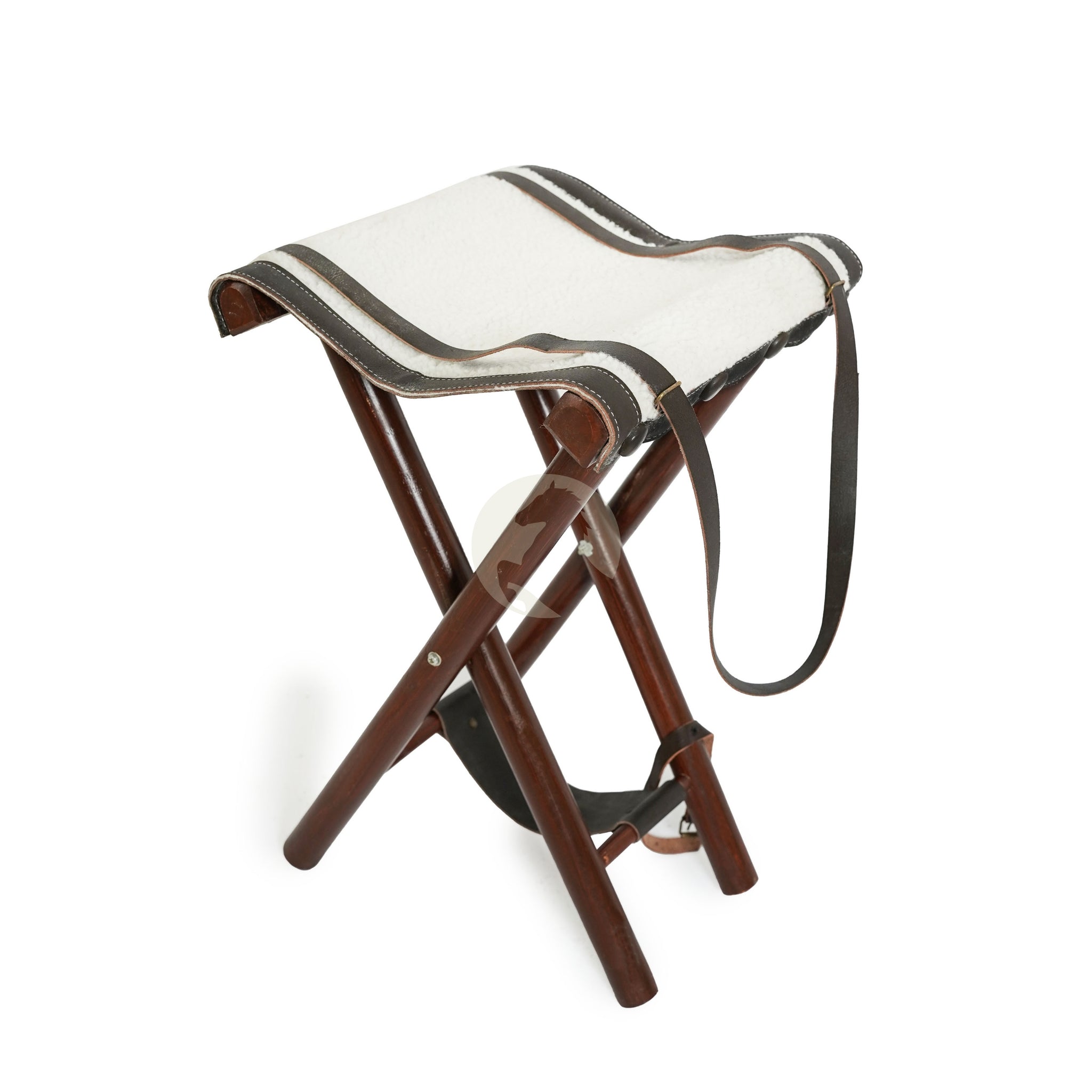 leather camping stool, leather stool, camping stool