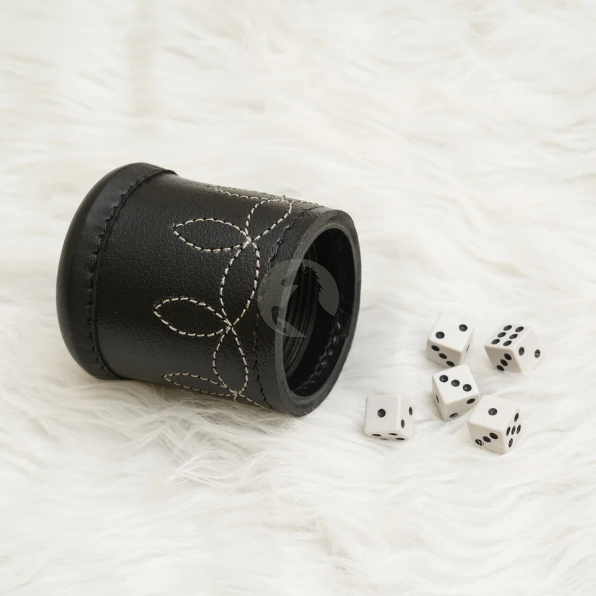 leather dice cup, leather black dice cup
