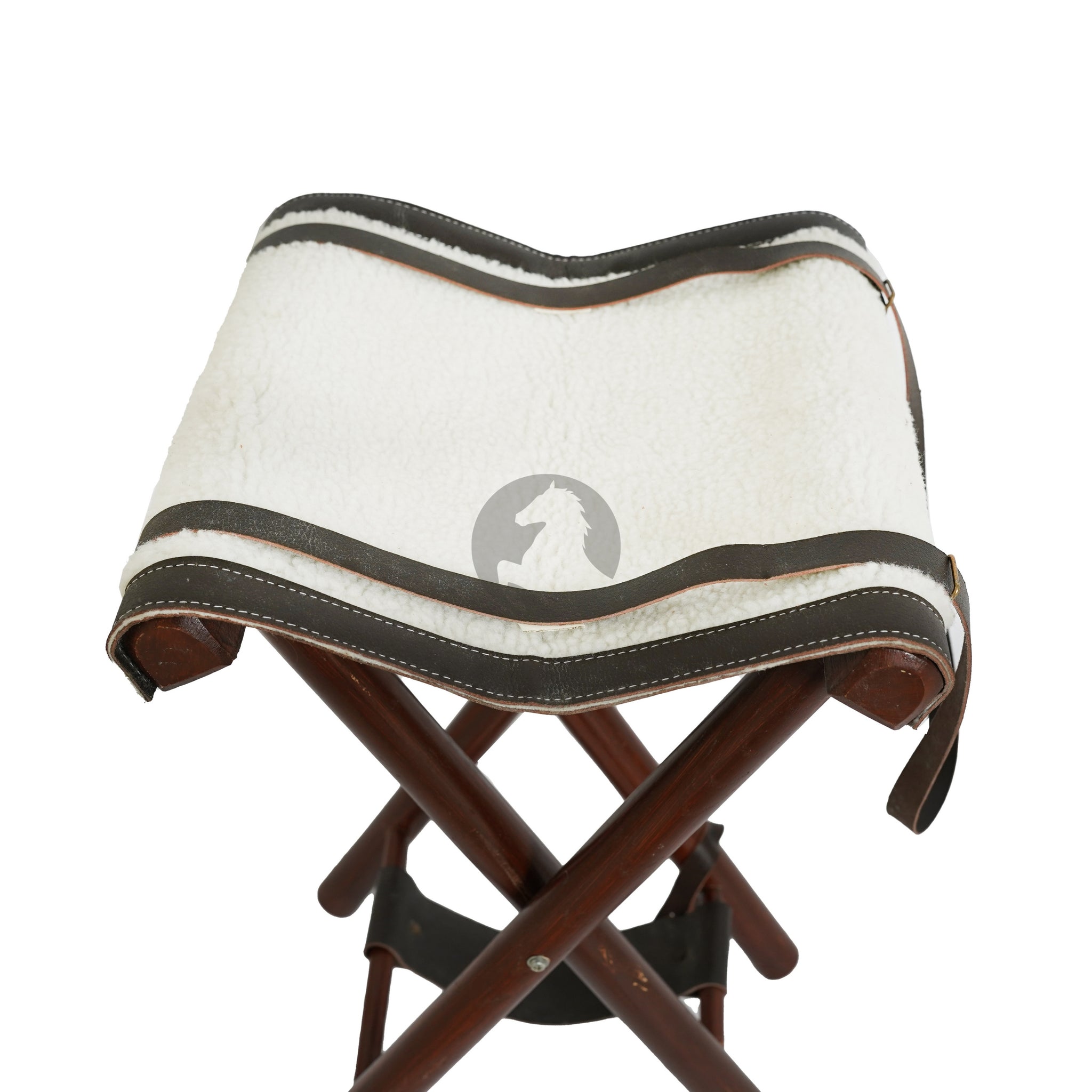 leather camping stool, leather stool, camping stool