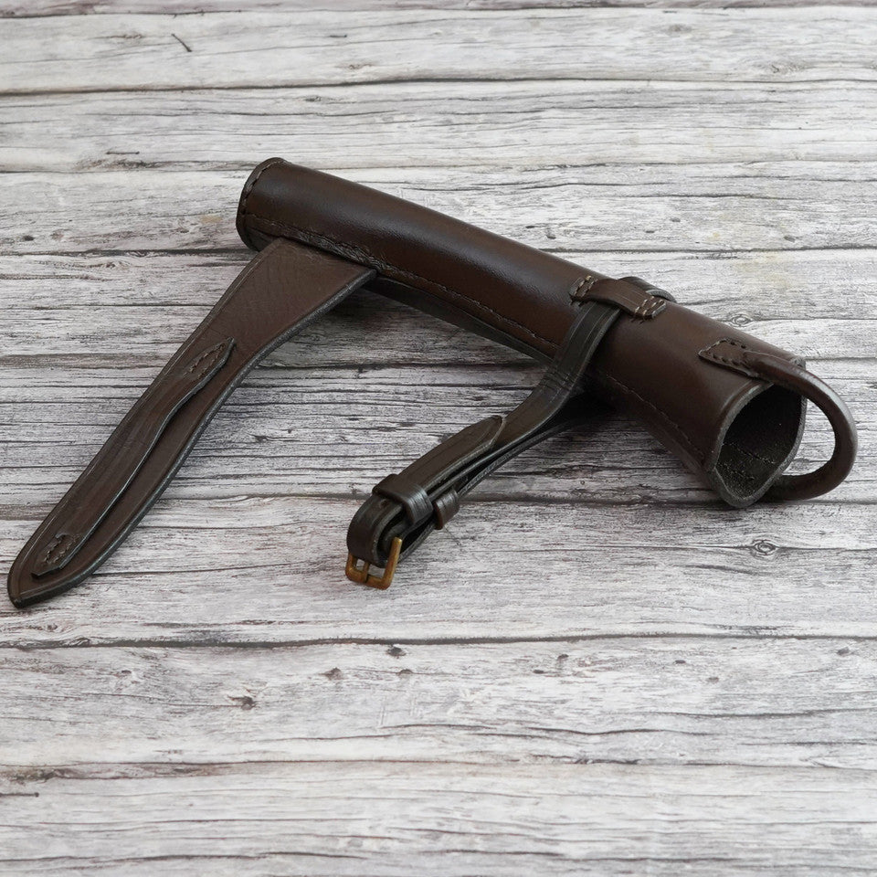 leather case, horn case, leather horn case, fox horn, brass hunting horn, hunting horn, leather hunting horn cases