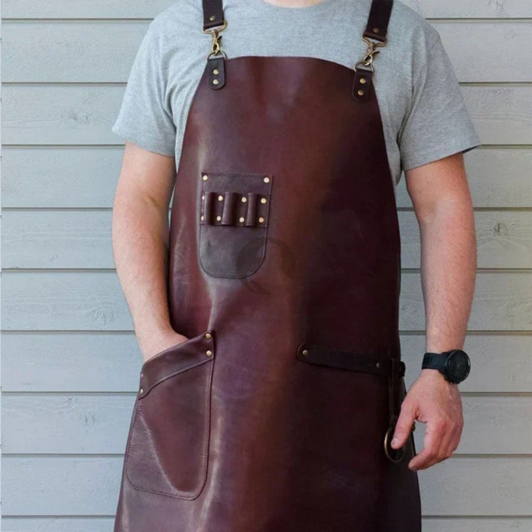 leather woodworking apron, leather aprons