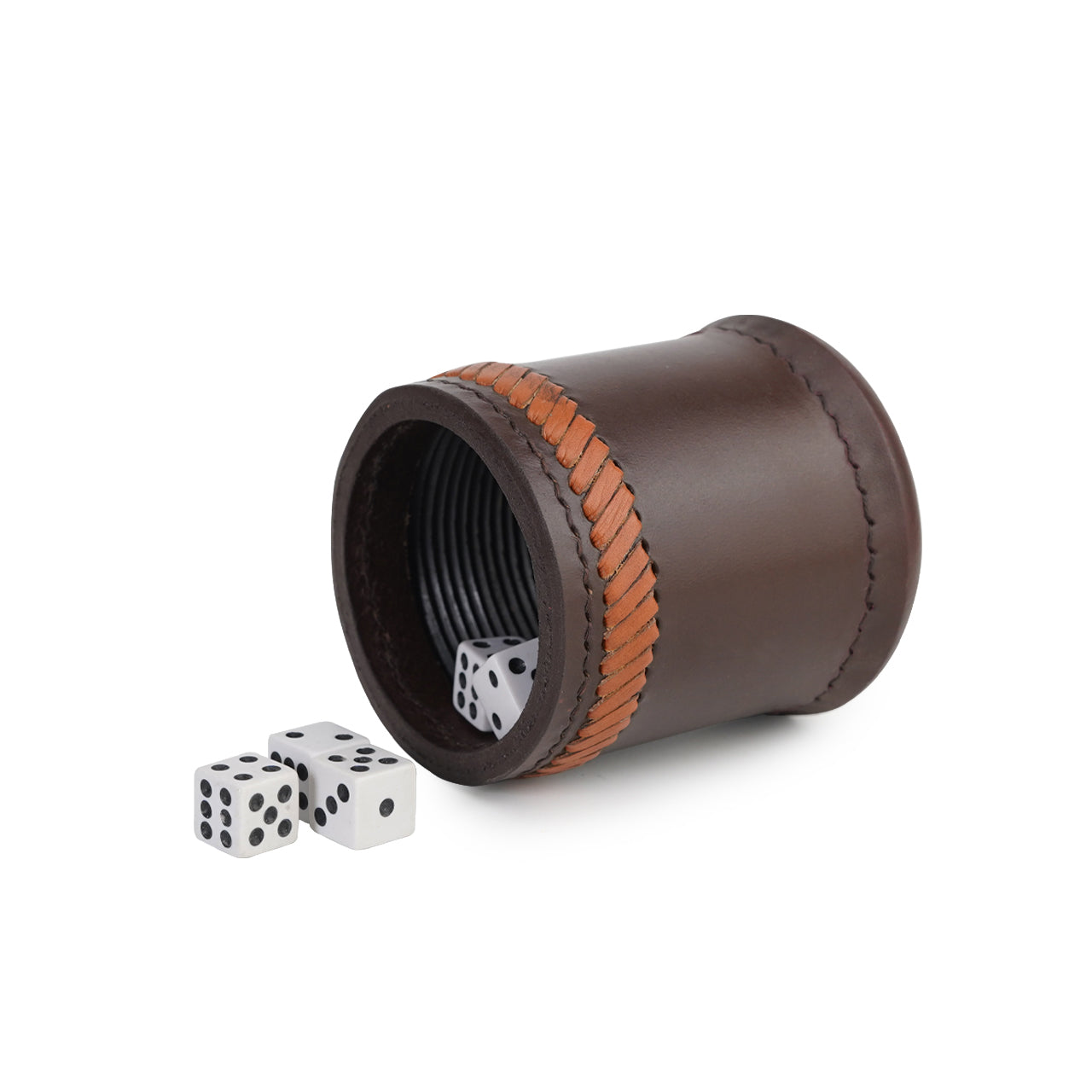 leather dice cup, brown leather dice cup
