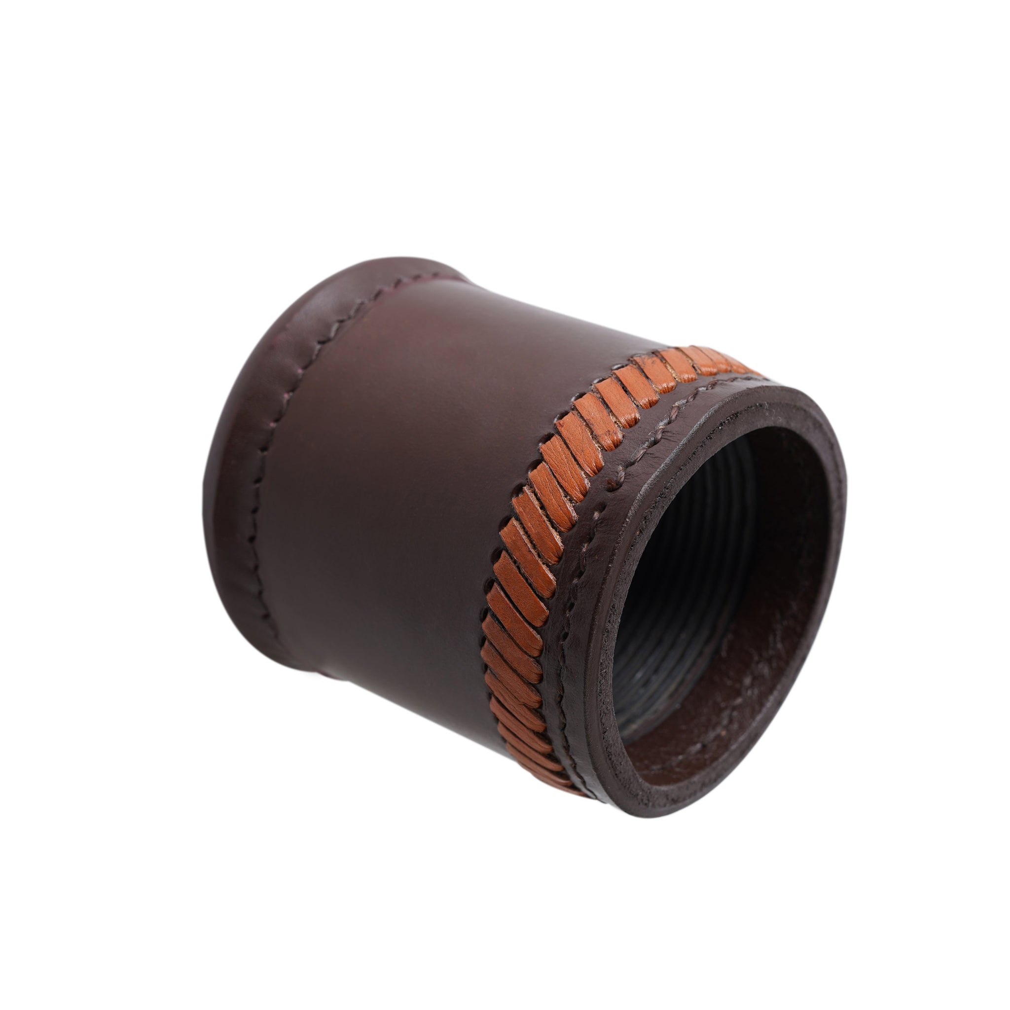leather dice cup, brown leather dice cup
