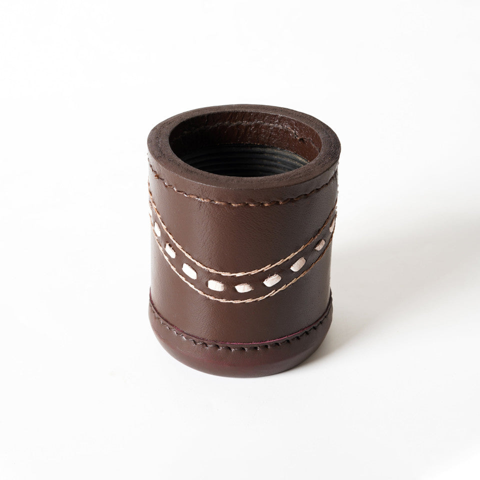 leather backgammon dice cup