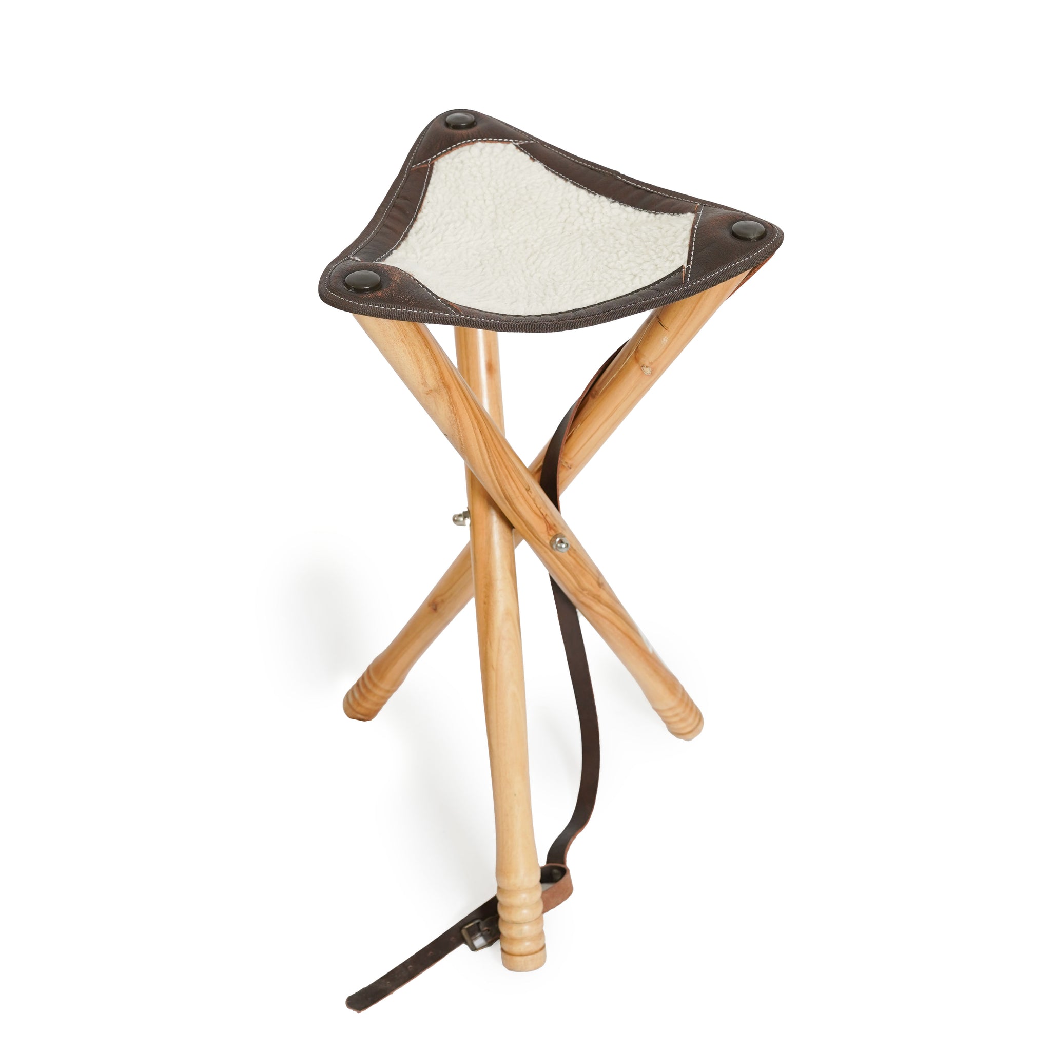 leather camping stool, leather stool, shooting stick, hunting stick, leather shooting stick, tripod camping stool