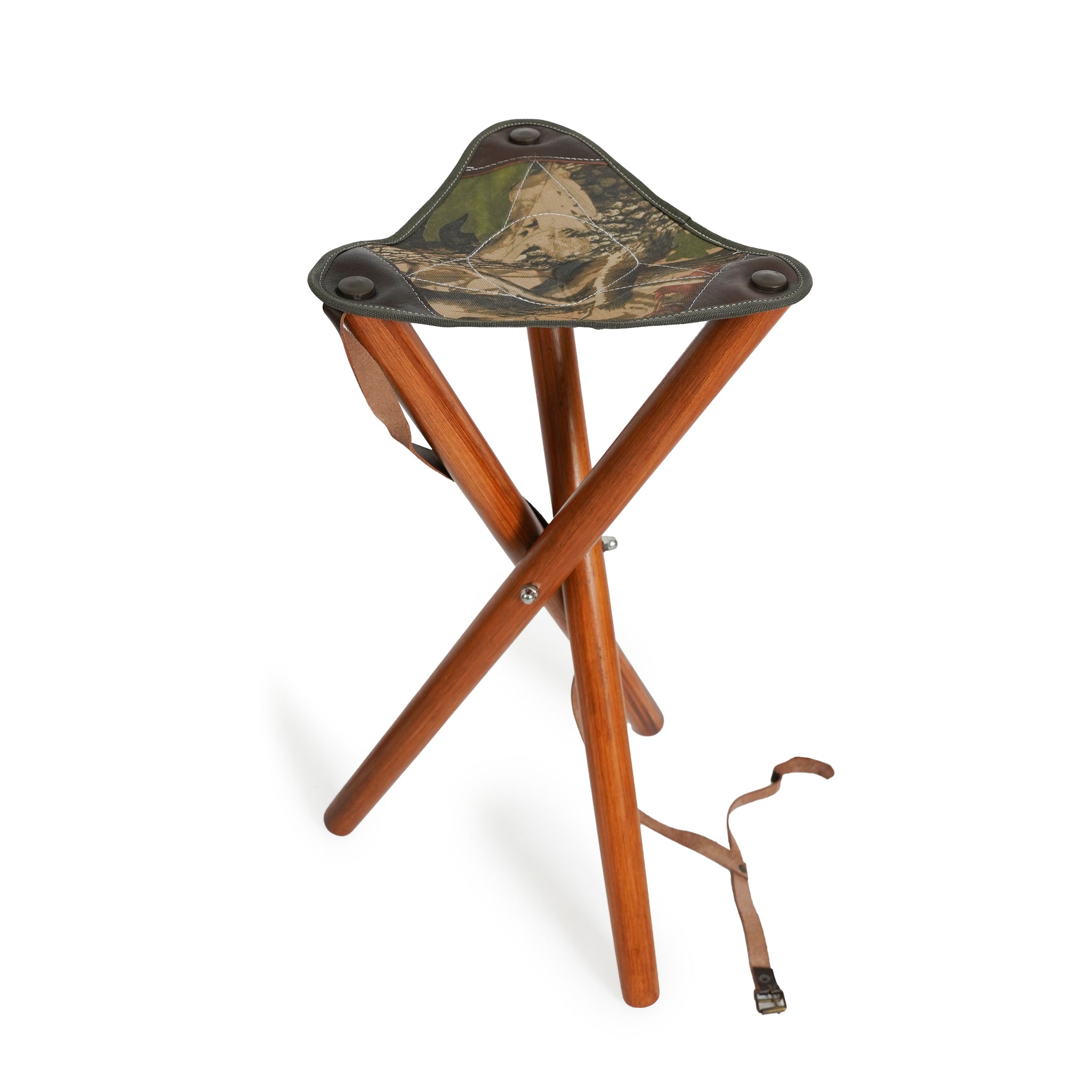 leather camping stool, leather stool, shooting stick, hunting stick, leather shooting stick, tripod camping stool