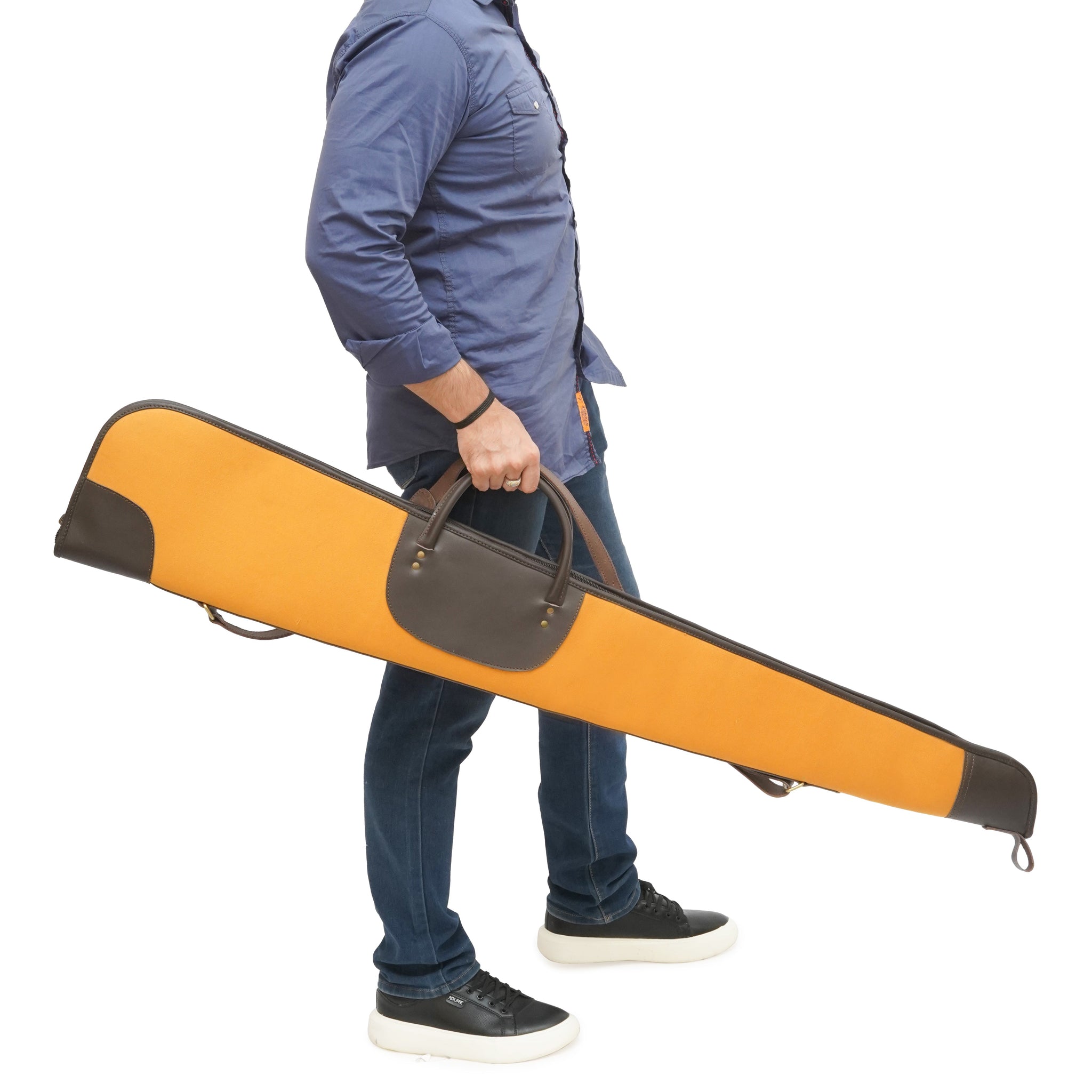 canvas leather gun cover, gun slip cover, leather shotgun slip case,  canvas shotgun case