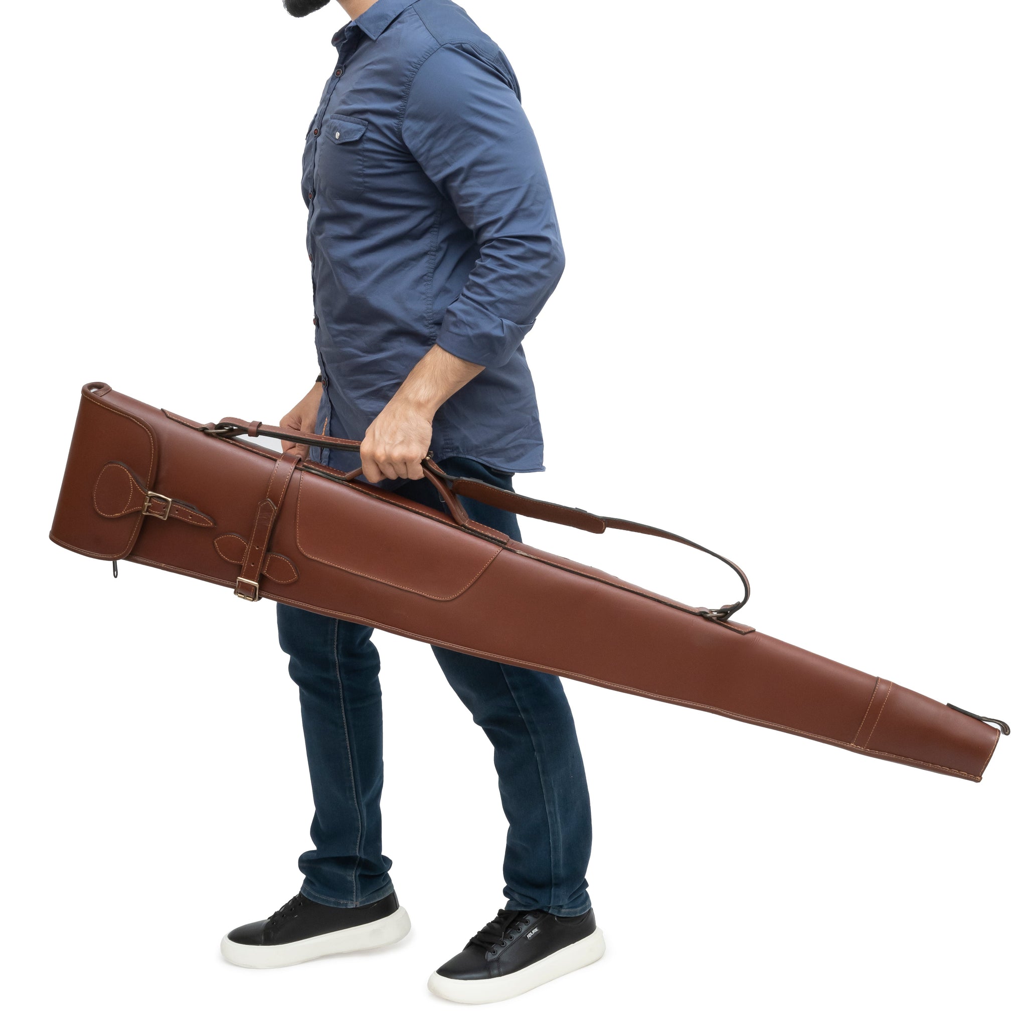 leather gun case, gun case, shotgun case, leather shotgun case, leather case, leather gun slip case, shotgun canvas case