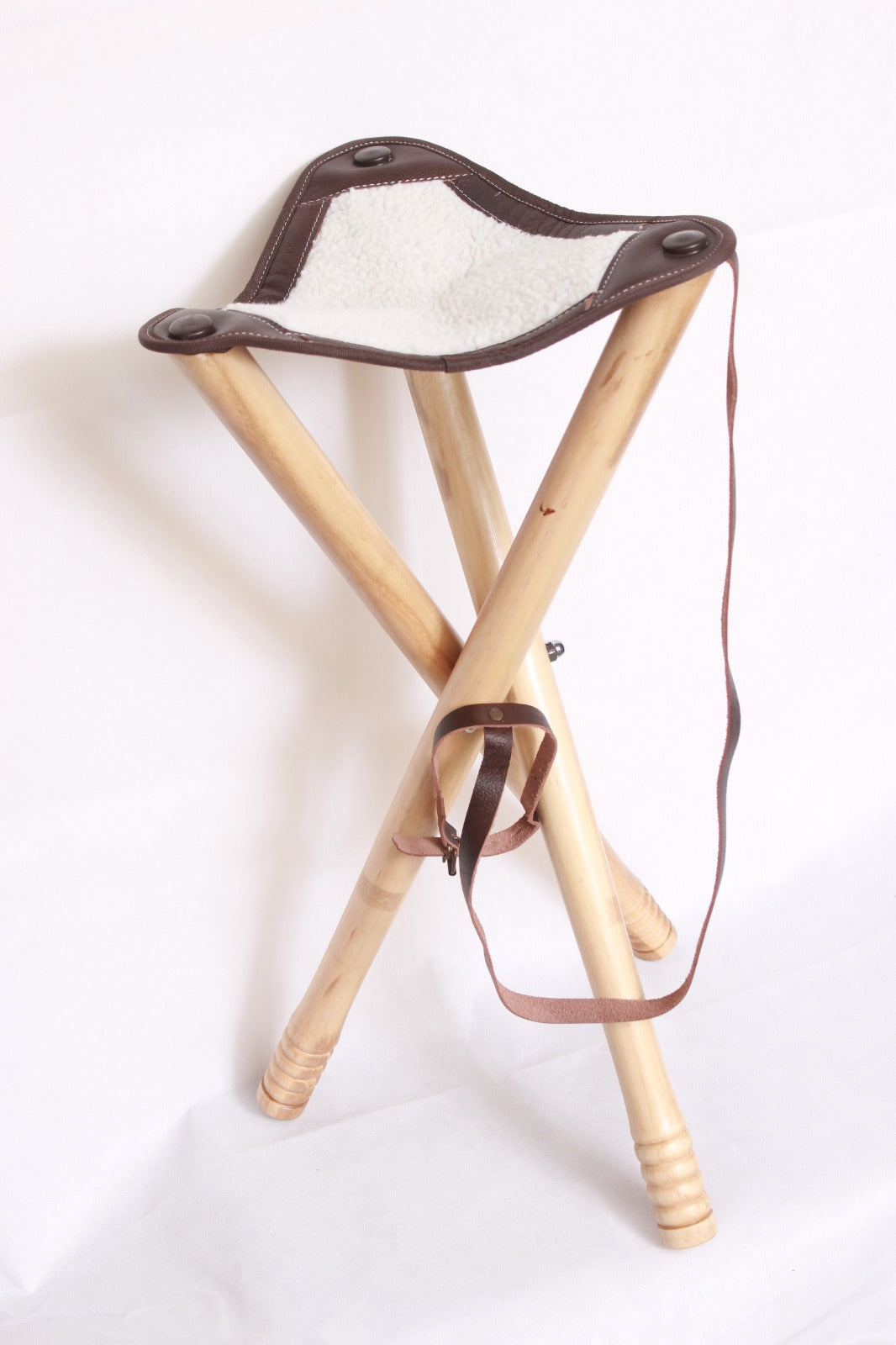 leather camping stool, leather stool, shooting stick, hunting stick, leather shooting stick, tripod camping stool