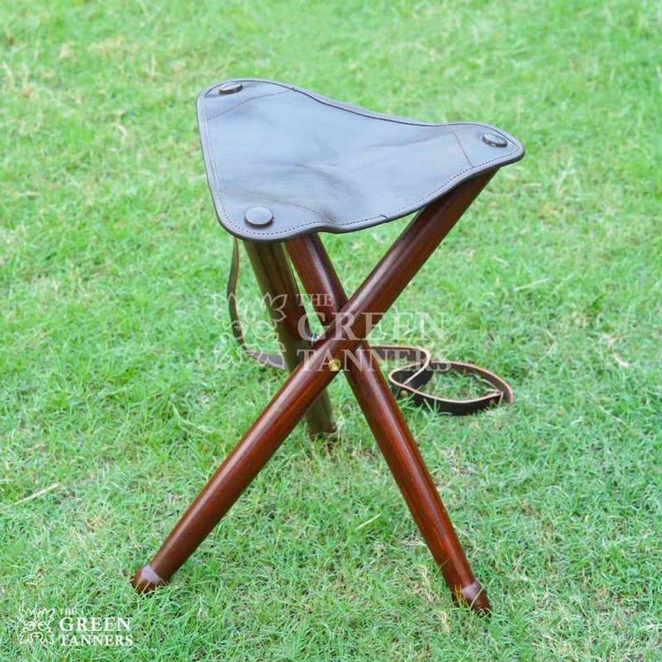 leather camping tripod stool